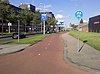 Separated cycleway with traffic sign